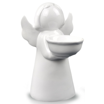 Figurka ceramiczna aniołek MOON 11x10 h15 -  Biała
