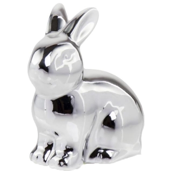 Figurka ceramiczna królik EASTER 7 h13 - Srebrna