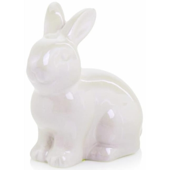Figurka ceramiczna królik EASTER 7 h13 - Biała perłowa